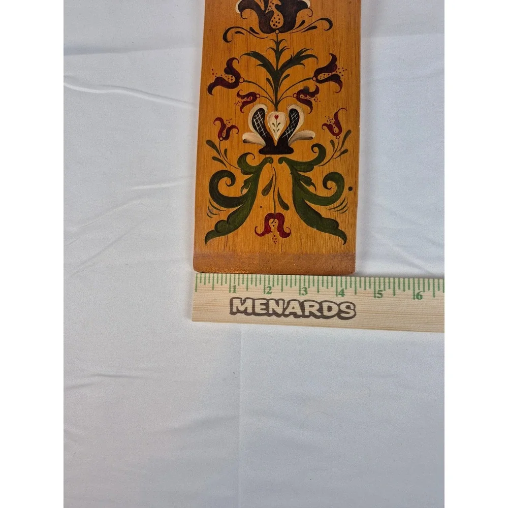 Vintage Rosemaling Hand Painted Wooden Cutting Board Wall Plaque Floral Folk Art